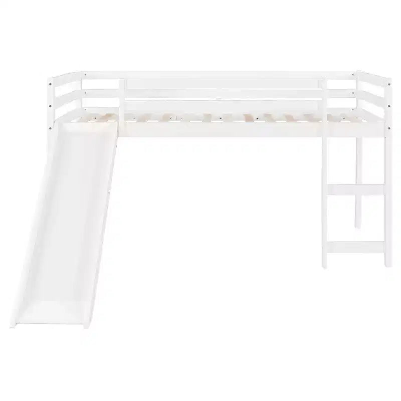 Lit superposé Luxystar une place avec toboggan et barrière pour chambre d'enfant