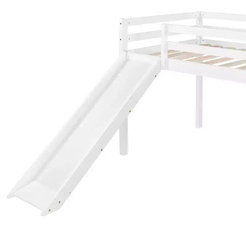 Lit superposé Luxystar une place avec toboggan et barrière pour chambre d'enfant