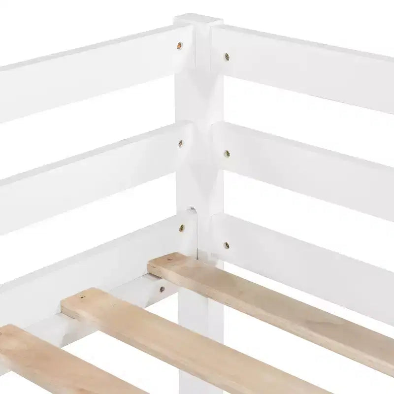 Lit superposé Luxystar une place avec toboggan et barrière pour chambre d'enfant