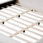 Lit plateforme rembourré Queen/King Size avec tête de lit épaisse rembourrée, pieds en bois massif et design incurvé, blanc - ModernLuxe