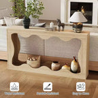 COZONY Table console longue de 63 pouces, Table de canapé étroite en bois à bords festonnés, style ferme moderne pour couloir, hall d'entrée, salon, montage facile