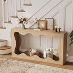 COZONY Table console longue de 63 pouces, Table de canapé étroite en bois à bords festonnés, style ferme moderne pour couloir, hall d'entrée, salon, montage facile