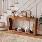 COZONY Table console longue de 63 pouces, Table de canapé étroite en bois à bords festonnés, style ferme moderne pour couloir, hall d'entrée, salon, montage facile