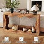 COZONY Table console longue de 63 pouces, Table de canapé étroite en bois à bords festonnés, style ferme moderne pour couloir, hall d'entrée, salon, montage facile