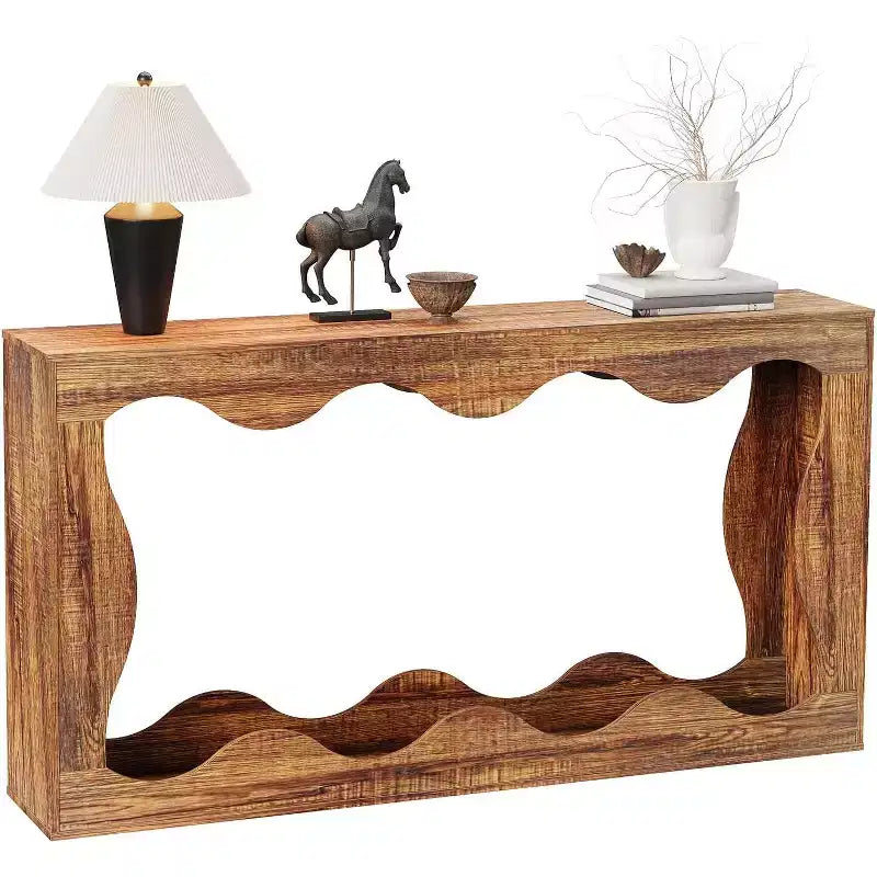 COZONY Table console longue de 63 pouces, Table de canapé étroite en bois à bords festonnés, style ferme moderne pour couloir, hall d'entrée, salon, montage facile