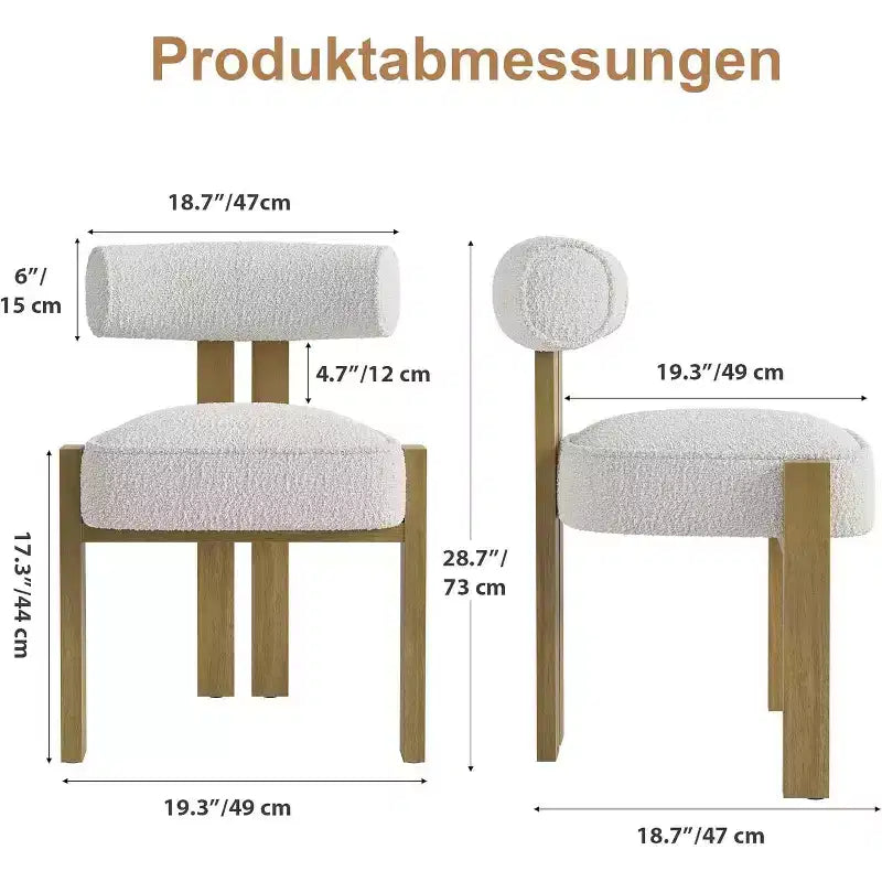 Chaises de salle à manger COZONY Boucle, chaises d'appoint sans accoudoirs en tissu teddy rembourré avec pieds en bois pour salle à manger et salon