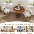 Chaises de salle à manger COZONY Boucle, chaises d'appoint sans accoudoirs en tissu teddy rembourré avec pieds en bois pour salle à manger et salon
