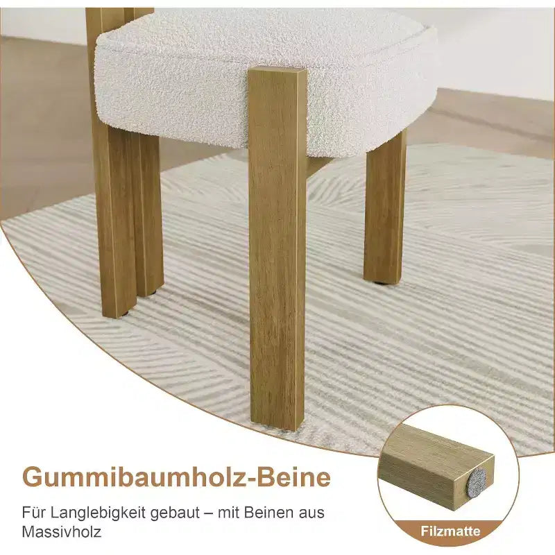 Chaises de salle à manger COZONY Boucle, chaises d'appoint sans accoudoirs en tissu teddy rembourré avec pieds en bois pour salle à manger et salon