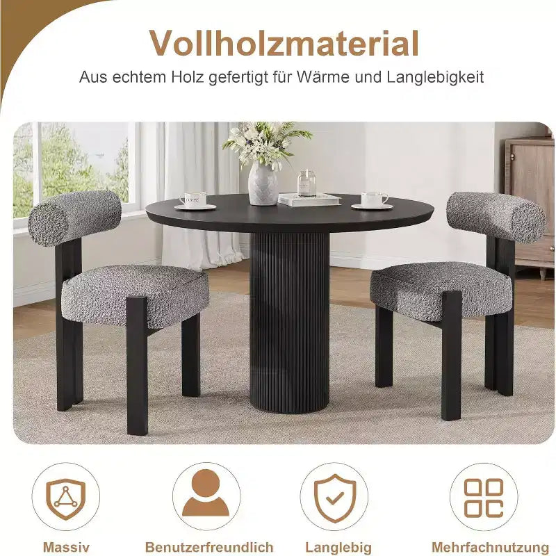 Chaises de salle à manger COZONY Boucle, chaises d'appoint sans accoudoirs en tissu teddy rembourré avec pieds en bois pour salle à manger et salon