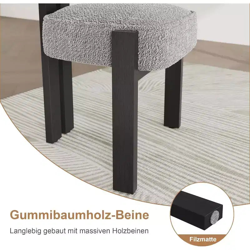 Chaises de salle à manger COZONY Boucle, chaises d'appoint sans accoudoirs en tissu teddy rembourré avec pieds en bois pour salle à manger et salon