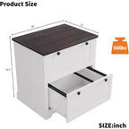 Meuble Classeur à 2 Tiroirs, Classeur Latéral avec Cadres Suspendus pour Documents Format A4/Lettre/Légal, Meuble de Rangement Rustique en Bois pour Bureau à Domicile