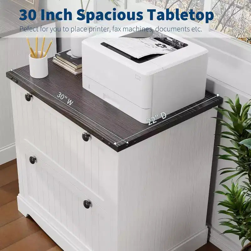 Meuble Classeur à 2 Tiroirs, Classeur Latéral avec Cadres Suspendus pour Documents Format A4/Lettre/Légal, Meuble de Rangement Rustique en Bois pour Bureau à Domicile
