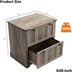 Meuble Classeur à 2 Tiroirs, Classeur Latéral avec Cadres Suspendus pour Documents Format A4/Lettre/Légal, Meuble de Rangement Rustique en Bois pour Bureau à Domicile