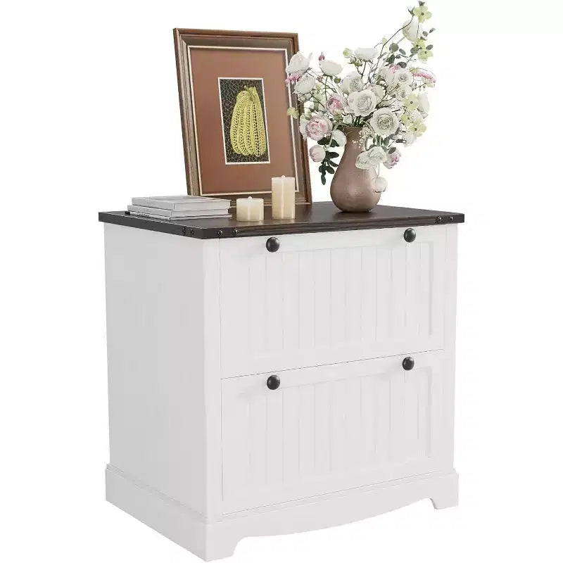 Meuble Classeur à 2 Tiroirs, Classeur Latéral avec Cadres Suspendus pour Documents Format A4/Lettre/Légal, Meuble de Rangement Rustique en Bois pour Bureau à Domicile