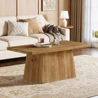 Lantine 47-Inch Farmhouse Coffee Table, Solid Wood Pedestal Center and Accent Tea Table for Living Room, Apartment, Vintage Brown
