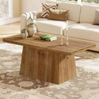 Table basse de style rustique Lantine de 47 pouces, table d'appoint et de centre à piédestal en bois massif pour salon, appartement, marron vintage
