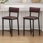 Tabourets de bar rembourrés COZONY, cuir PU, dossier, repose-pieds, hauteur de comptoir, pieds en métal épaissi pour îlot de cuisine/bar