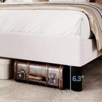 Cadre de lit double en velours avec tête de lit capitonnée, cadre de lit plateforme en velours avec sommier à lattes en bois, aucun sommier tapissier requis, montage facile, beige