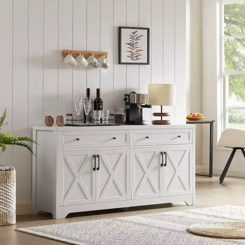 Meuble TV de 61 pouces, meuble TV multifonctionnel combiné, meuble de rangement grande capacité, adapté aux salons, chambres et bureaux, blanc