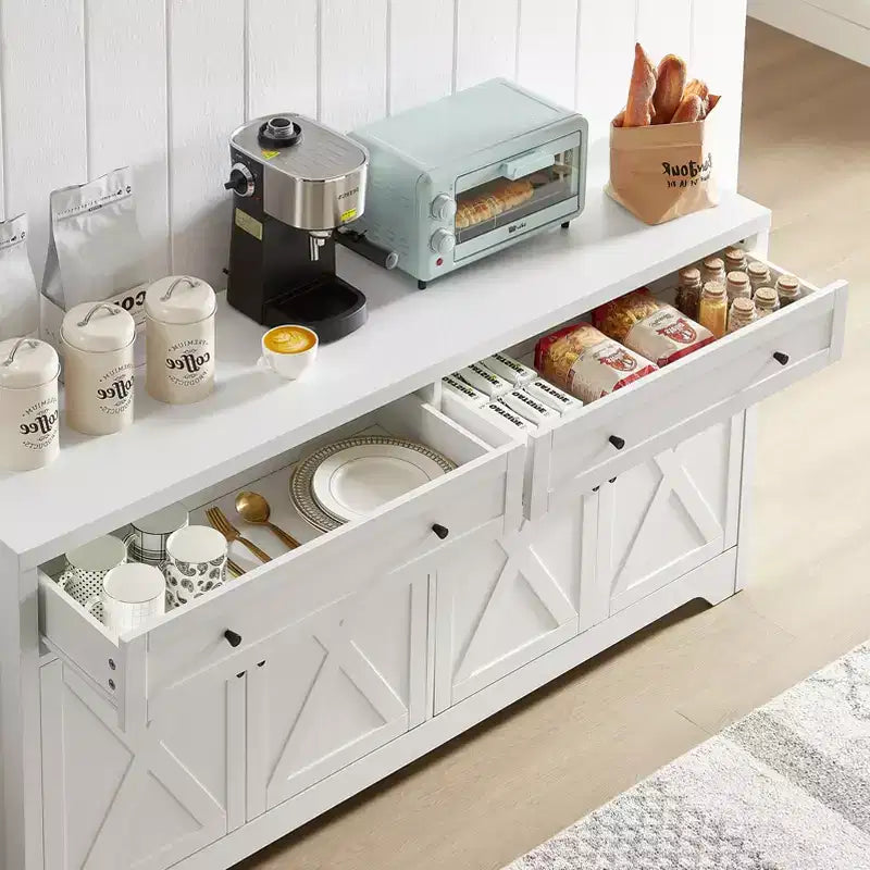Meuble TV de 61 pouces, meuble TV multifonctionnel combiné, meuble de rangement grande capacité, adapté aux salons, chambres et bureaux, blanc