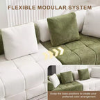 Canapé modulable 4 places en chenille avec accoudoirs incurvés, color block, largeur 279,98 cm