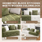 Canapé modulable 4 places en chenille avec accoudoirs incurvés, color block, largeur 279,98 cm