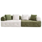 Canapé modulable 4 places en chenille avec accoudoirs incurvés, color block, largeur 279,98 cm