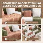 Canapé modulable 4 places en chenille avec accoudoirs incurvés, color block, largeur 279,98 cm