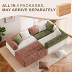 Canapé modulable 4 places en chenille avec accoudoirs incurvés, color block, largeur 279,98 cm