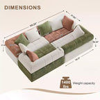 Canapé modulable 4 places en chenille avec accoudoirs incurvés, color block, largeur 279,98 cm