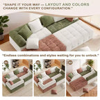 Canapé modulable 4 places en chenille avec accoudoirs incurvés, color block, largeur 279,98 cm
