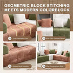 Canapé modulable 4 places en chenille avec accoudoirs incurvés, color block, largeur 279,98 cm