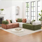 Canapé modulable 4 places en chenille avec accoudoirs incurvés, color block, largeur 279,98 cm