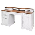 Bureau de direction 59" avec 6 tiroirs, bureau d'ordinateur en bois avec tiroir classeur et station de charge, table de conférence pour bureau à domicile