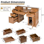 Bureau de direction 59" avec 6 tiroirs, bureau d'ordinateur en bois avec tiroir classeur et station de charge, table de conférence pour bureau à domicile