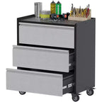 Heavy Duty 3-Drawer Metal Rolling Tool Cabinet - Mobile Storage Cart for Garage, Workshop, Office & Warehouse (Gray)