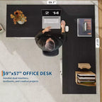Bureau de direction en forme de L de 60 pouces, bureau d'angle rustique avec tiroirs de classement et meuble de rangement réglable, grande station de travail pour l'étude et le jeu