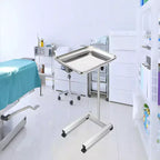 Chariot de laboratoire VEVOR, support de plateau Mayo en acier inoxydable 45,7 x 35,6 cm, support Mayo sur roulette, plateau à instruments réglable en hauteur de 81,3 à 129,5 cm, argent