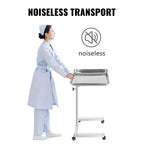 Chariot de laboratoire VEVOR, support de plateau Mayo en acier inoxydable 45,7 x 35,6 cm, support Mayo sur roulette, plateau à instruments réglable en hauteur de 81,3 à 129,5 cm, argent