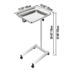 Chariot de laboratoire VEVOR, support de plateau Mayo en acier inoxydable 45,7 x 35,6 cm, support Mayo sur roulette, plateau à instruments réglable en hauteur de 81,3 à 129,5 cm, argent