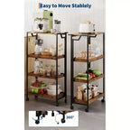 COZONY Chariot de Rangement Pliant en Bois à 4 Niveaux - Organisateur de Cuisine Extensible avec Roues Verrouillables, Étagère de Garage Robuste, Capacité de Charge de 45 kg