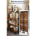 COZONY Chariot de Rangement Pliant en Bois à 4 Niveaux - Organisateur de Cuisine Extensible avec Roues Verrouillables, Étagère de Garage Robuste, Capacité de Charge de 45 kg
