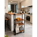 COZONY Chariot de Rangement Pliant en Bois à 4 Niveaux - Organisateur de Cuisine Extensible avec Roues Verrouillables, Étagère de Garage Robuste, Capacité de Charge de 45 kg