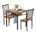 2 Sets of MDF & Iron Square Dining Table with 2 Chairs Each,