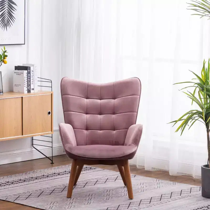 Fauteuil d'appoint capitonné moderne avec pouf, fauteuil à oreilles rembourré pour salon, fauteuil de lecture pour chambre à coucher ou appartement-Panipeachy