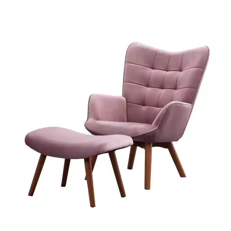 Fauteuil d'appoint capitonné moderne avec pouf, fauteuil à oreilles rembourré pour salon, fauteuil de lecture pour chambre à coucher ou appartement-Panipeachy