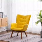 Fauteuil d'appoint capitonné moderne avec pouf, fauteuil à oreilles rembourré pour salon, fauteuil de lecture pour chambre à coucher ou appartement-Panipeachy