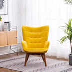 Fauteuil d'appoint capitonné moderne avec pouf, fauteuil à oreilles rembourré pour salon, fauteuil de lecture pour chambre à coucher ou appartement-Panipeachy