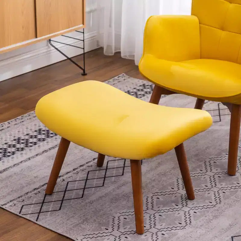 Fauteuil d'appoint capitonné moderne avec pouf, fauteuil à oreilles rembourré pour salon, fauteuil de lecture pour chambre à coucher ou appartement-Panipeachy