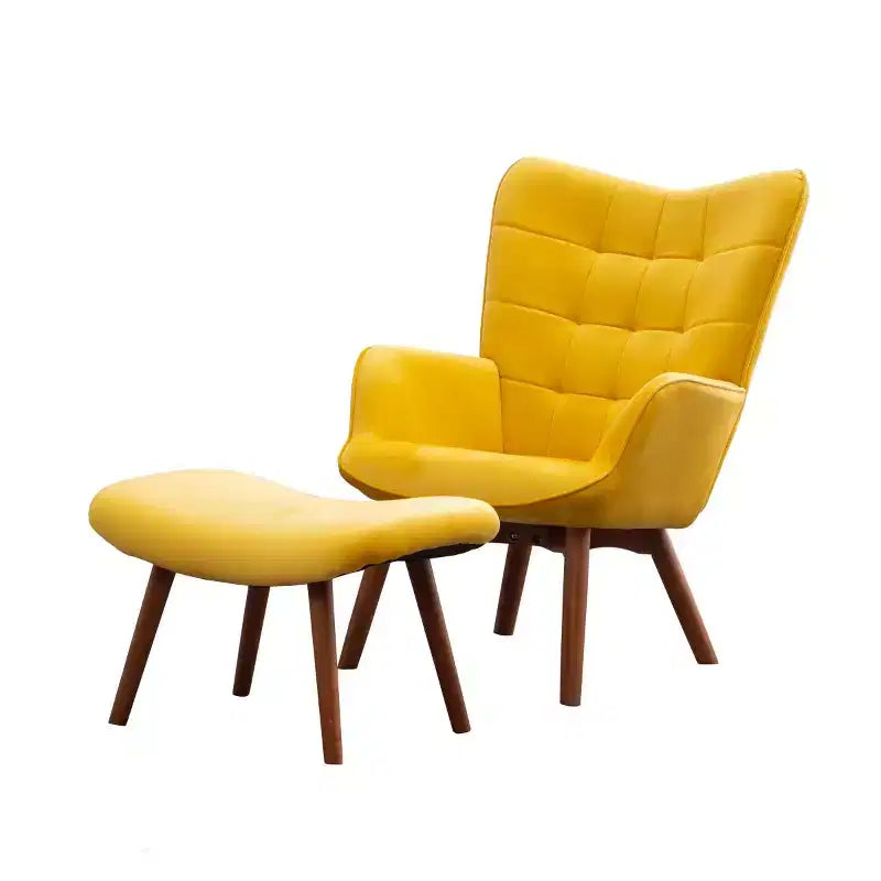 Fauteuil d'appoint capitonné moderne avec pouf, fauteuil à oreilles rembourré pour salon, fauteuil de lecture pour chambre à coucher ou appartement-Panipeachy